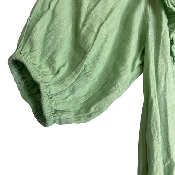 Free People Elora Mini Dress Mermaids Tail Puff Sleeve Lace Boho Peasant Size XS - Picture 10 of 16